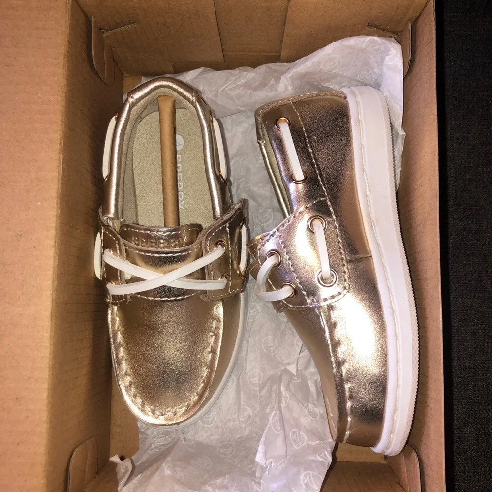 Sperry Kids Iridescent Gold Boat Shoes